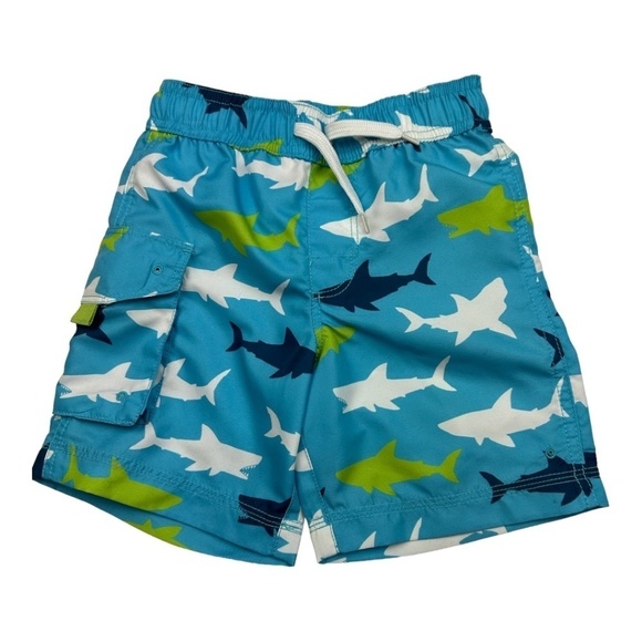 Hatley Swim Shorts Blue Shark Patterned Swimsuit Size 2 - Picture 1 of 6
